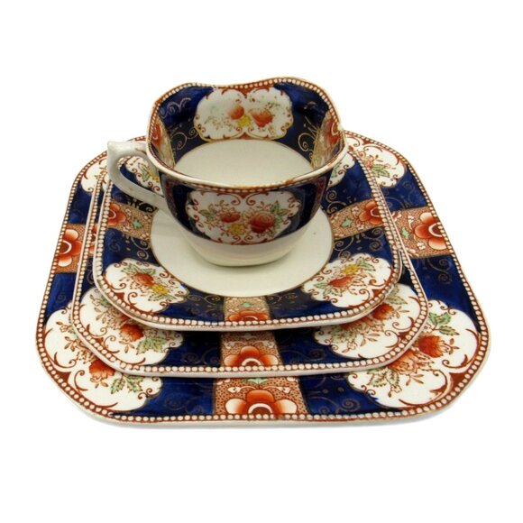 ROYAL CASTLE By Wood And Sons Imari Pattern Tea Cup Set And Plates England Vinta - Picture 11 of 11